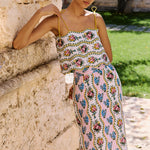 PINK CITY PRINTS Sicily Linen Skirt in Vintage Bouquet