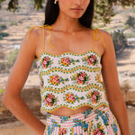 PINK CITY PRINTS Sicily Linen Top in Vintage Bouquet