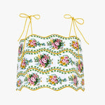 PINK CITY PRINTS Sicily Linen Top in Vintage Bouquet