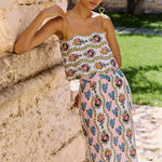 PINK CITY PRINTS Sicily Linen Top in Vintage Bouquet