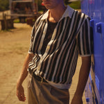 WAX LONDON Porto Short Sleeve Polo in Ecru/Black