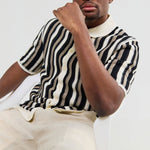 WAX LONDON Porto Short Sleeve Polo in Ecru/Black