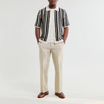 WAX LONDON Porto Short Sleeve Polo in Ecru/Black