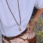 TALIS CHAINS Shell Pendant on Tigers Eye Beads in Tigers Eye