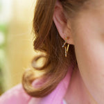Rainbow Crystal Star Outline Hoop Earrings in Gold