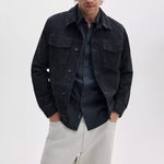 RAG & BONE Suede Trucker Jacket in Navy