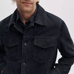 RAG & BONE Suede Trucker Jacket in Navy