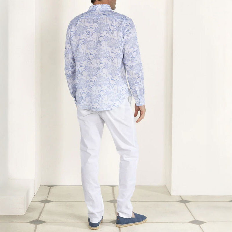 PINK HOUSE MUSTIQUE 100% Linen Toile Shirt in Blue