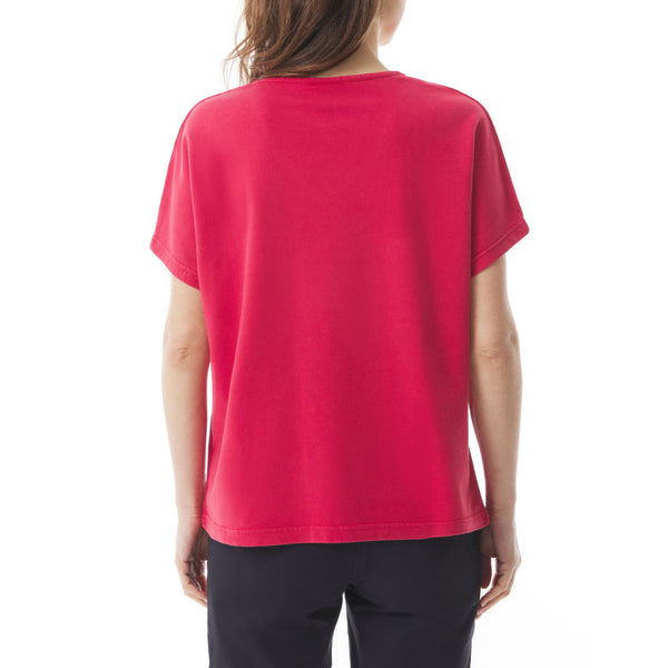 MOUSQUETON Roscella V Neck T Shirt in Carmine Red
