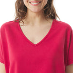 MOUSQUETON Roscella V Neck T Shirt in Carmine Red
