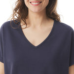 MOUSQUETON Roscella V Neck T Shirt in Navy