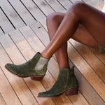 PENELOPE CHILVERS Rove Suede Boot in Khaki/Pewter