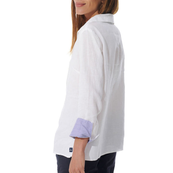 MOUSQUETON Rozan Plain V Neck Blouse in White