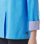 MOUSQUETON Rozan Plain V Neck Blouse in Sky Blue