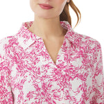 MOUSQUETON Rozan Fish Print V Neck Blouse in Fuchsia Pink