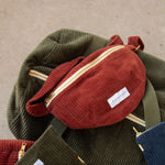 LES PENSIONNAIRES Corduroy Banana Bag in Rust Red