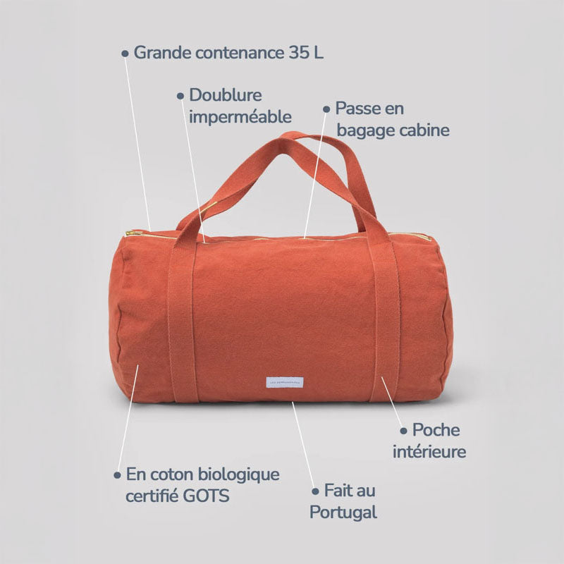 LES PENSIONNAIRES Organic Cotton Bowling Bag in Flamboyant Orange