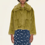 SAMDI Jude Faux Fur Coat in Pistachio