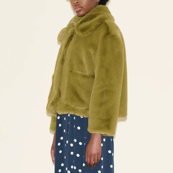 SAMDI Jude Faux Fur Coat in Pistachio