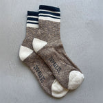 IVY ELLIS Ladies Sandwood Slub Quarter Length Socks in Brown Marl/Navy