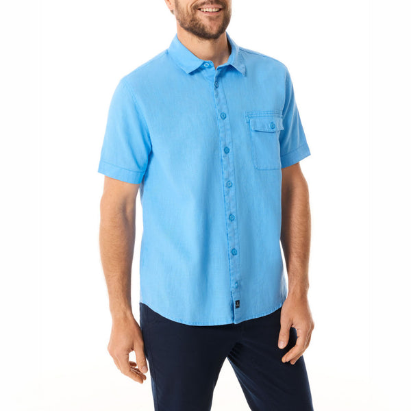 MOUSQUETON Silek Plain Short Sleeve Shirt in Sky Blue