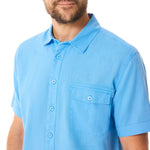 MOUSQUETON Silek Plain Short Sleeve Shirt in Sky Blue