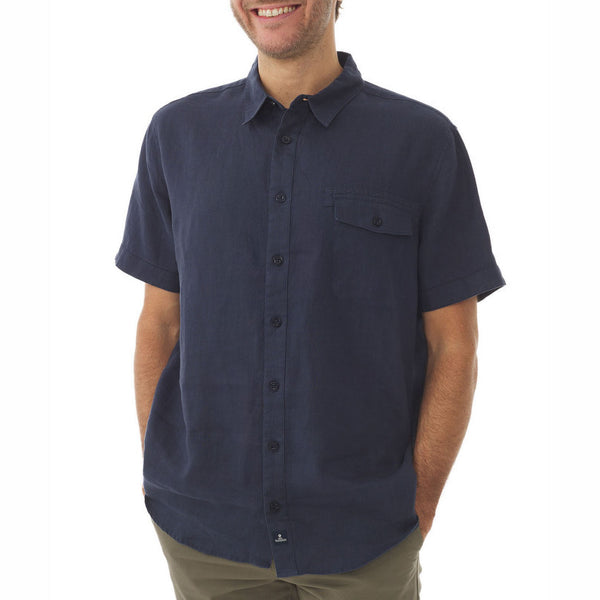 MOUSQUETON Silek Plain Short Sleeve Shirt in Navy