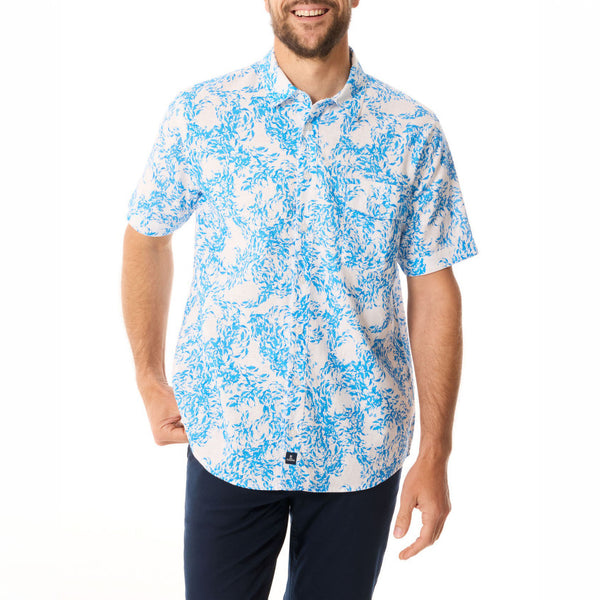 MOUSQUETON Silek Fish Print Short Sleeve Shirt  in Sky Blue