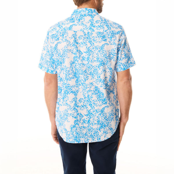 MOUSQUETON Silek Fish Print Short Sleeve Shirt  in Sky Blue