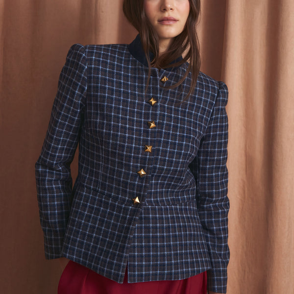 SOPHIE + LUCIE Harvard England Check Jacket in Blue