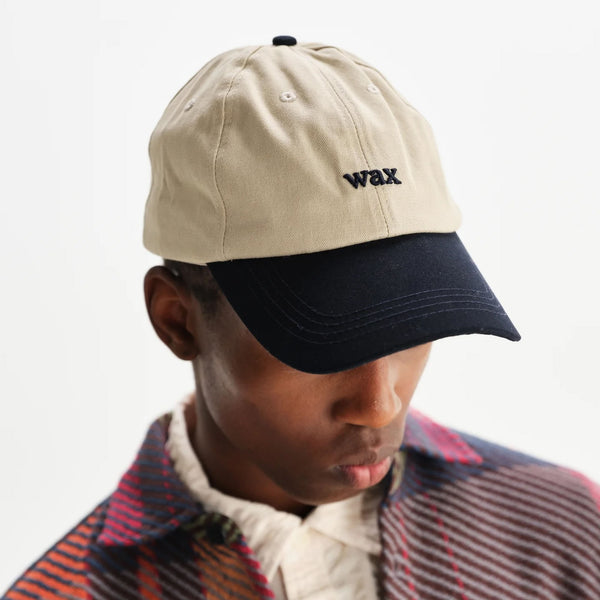 WAX LONDON Spencer Sports Cap in Stone/Navy