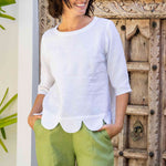 SEE SAW Scallop Hem Top in White