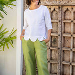 SEE SAW Scallop Hem Top in White