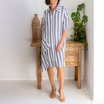 SEE SAW Shirtmaker Shirt Dress in Navy/Stripe