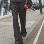 BY-BAR Pelle Pin Stripe Wide Leg Trousers in Brown