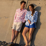 PINK HOUSE MUSTIQUE Mens Pomegranate Linen Shirt in Pink