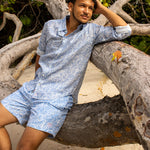 PINK HOUSE MUSTIQUE Mens Coral Stone Linen Shirt in Blue
