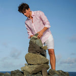 PINK HOUSE MUSTIQUE Mens Agave Linen Shirt  in Pink
