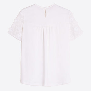 Darzie Embroidered Flower T Shirt in White