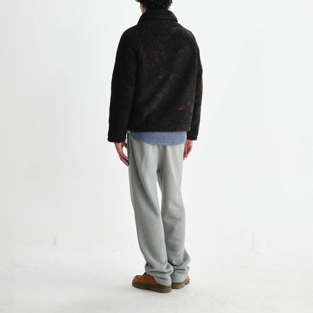 WAX LONDON Tate Paisley Jacquard Fleece Jacket in Black and Brown