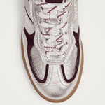 ALOHAS Tb.490 Grain Shimmer Leather Sneakers in Silver/Burgundy