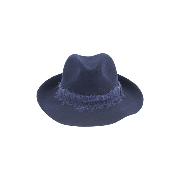 TRAVAUX EN COURS Felt Fedora Hat with Mohair Band in Navy