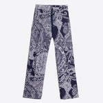 Clarisse Paisley Linen Trousers in Navy