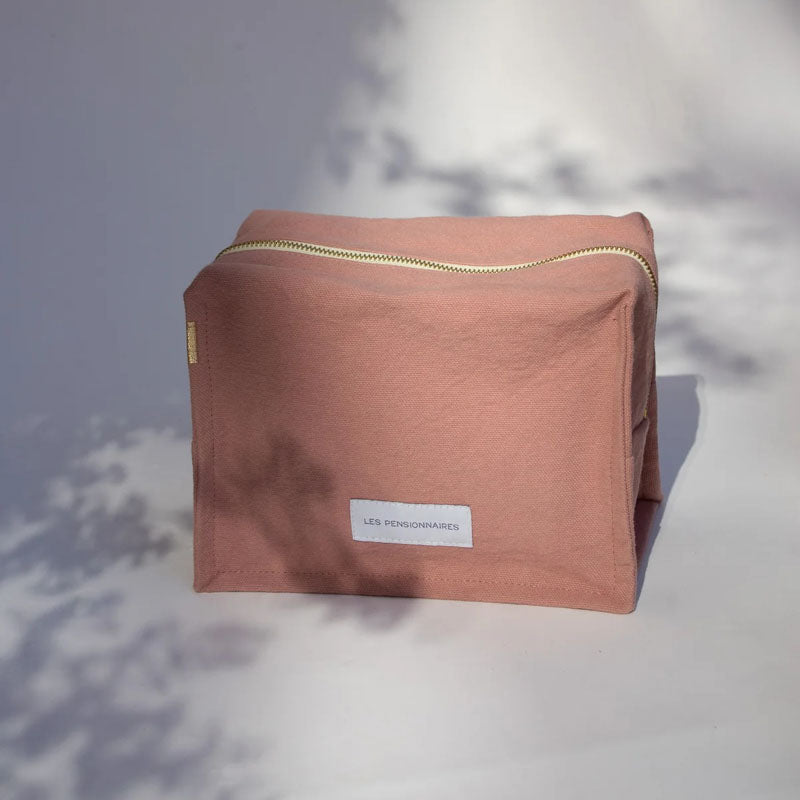 LES PENSIONNAIRES Organic Cotton Cube Toiletry Bag in Rosewood
