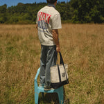 WAX LONDON Truman Tote Bag in Ecru/Navy