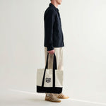 WAX LONDON Truman Tote Bag in Ecru/Navy