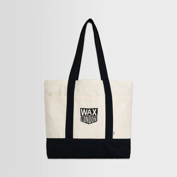 WAX LONDON Truman Tote Bag in Ecru/Navy