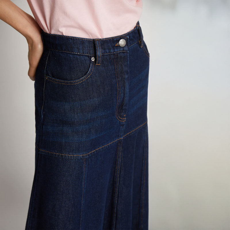 MUNTHE Tuxya Denim Skirt in Indigo