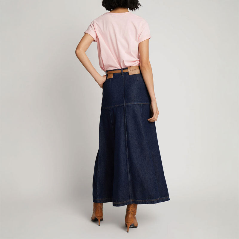 MUNTHE Tuxya Denim Skirt in Indigo