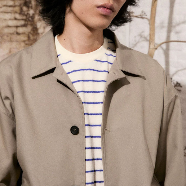 UNFEIGNED Basic Terry Stripe T Shirt in Raw/Royal Blue